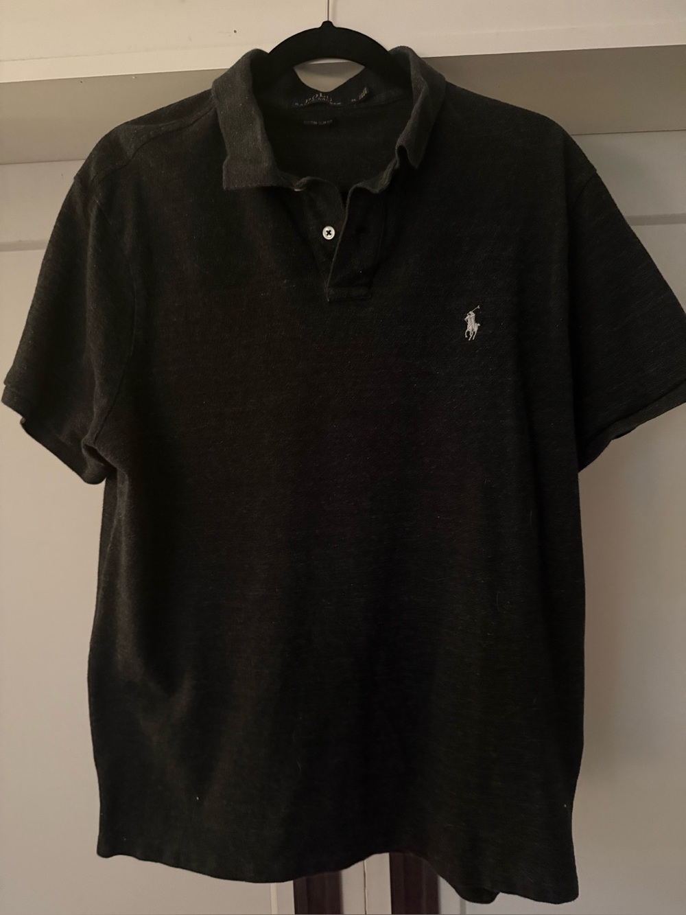 Polo Ralph Lauren Charcoal Custom Slim Fit Short-Sleeve Pique Polo
